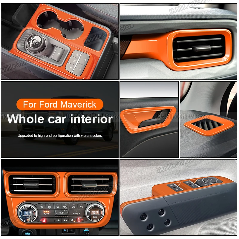 

Car Dashboard Air Vent Frame Window Lift Handle Bowl Gear Shift Panel Cover Interior Accessories For Ford Maverick 2022-2024