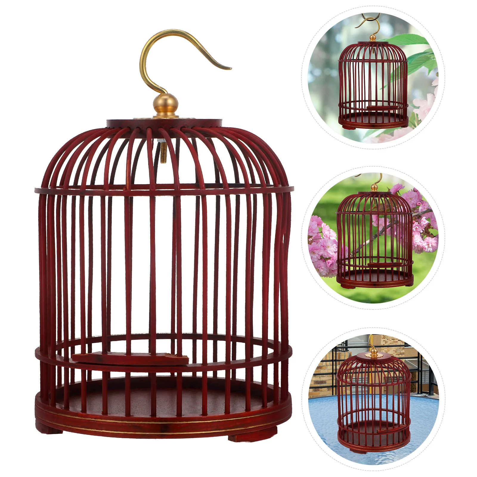 Wooden Pet Cage for Crickets Hamsters Birds Decorative Birdcage Dome Design Safety Lock Wood Metal Large Capacity