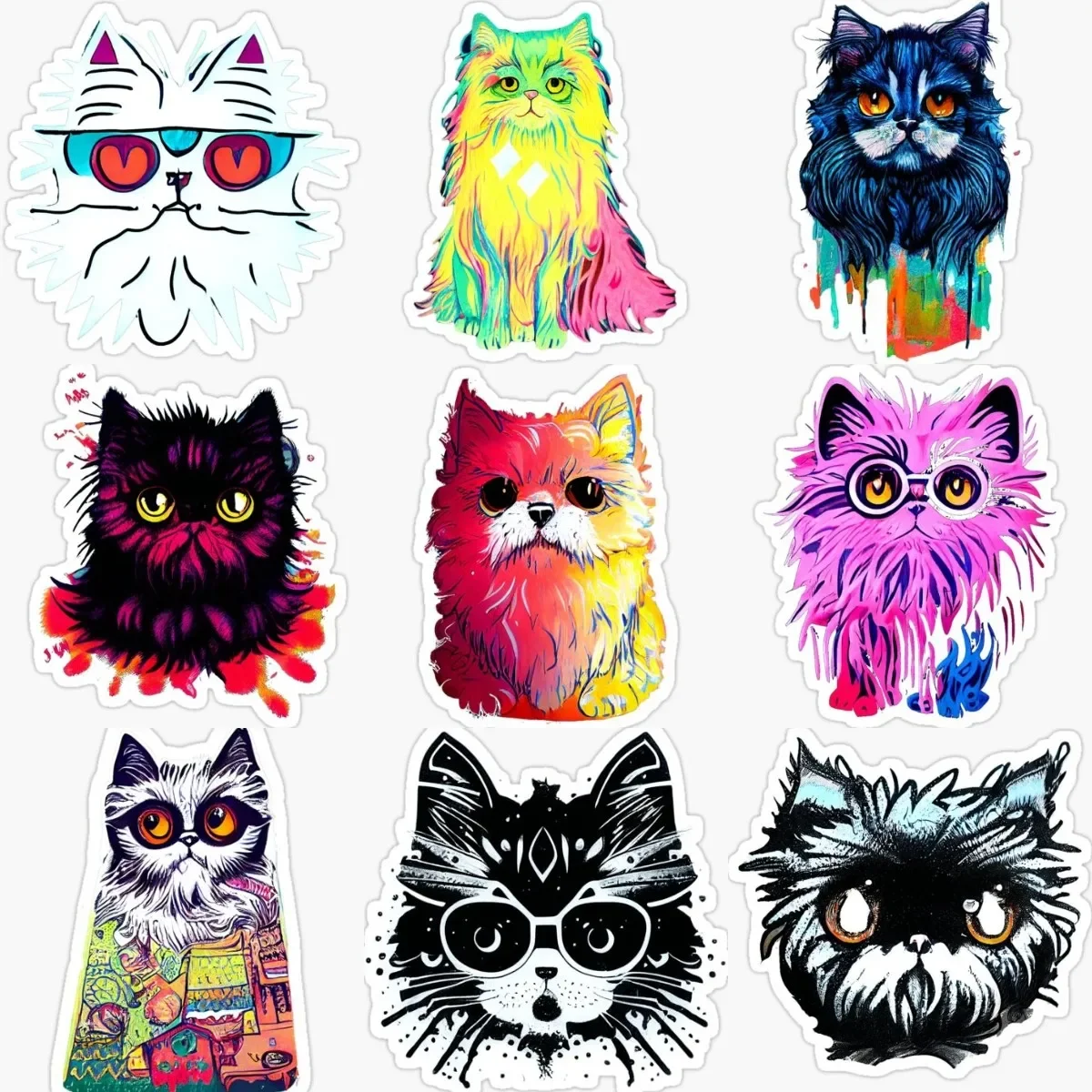 

Persian Cat Color Creative Personalized Stickers for Decorate Car Room Van Wall Fridge Bicycle Table Helmet Camper Bumper