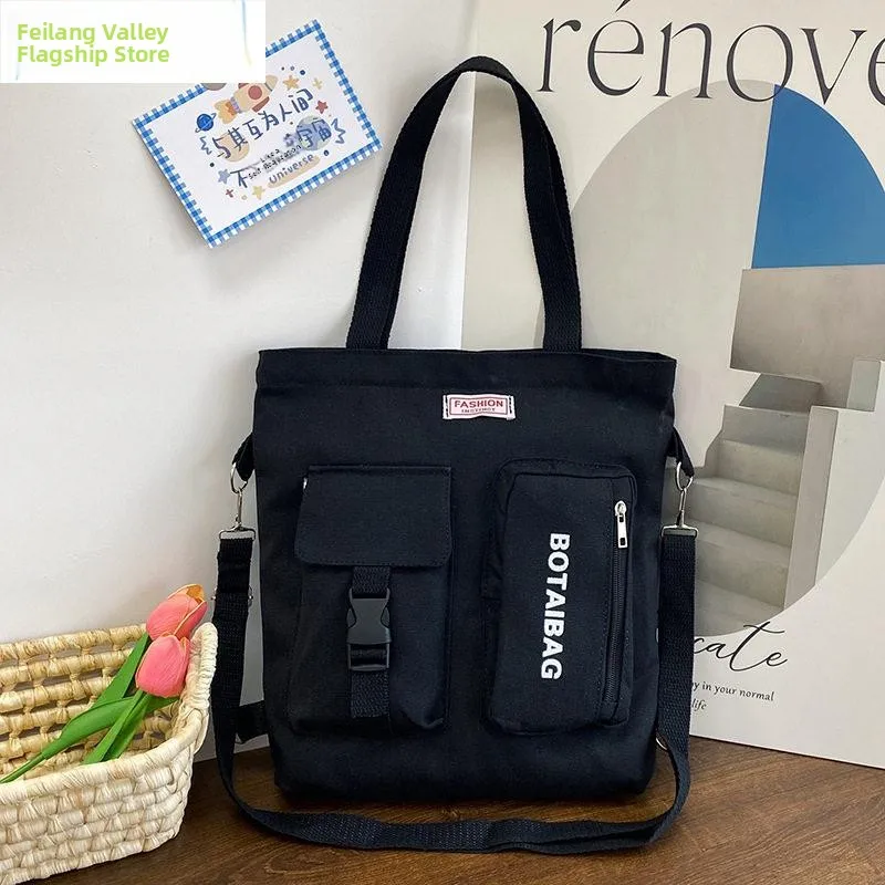 

Large Capacity Canvas Bag Women's Handbag Single Shoulder Crossbody Bag Student Casual Diaper Bag Double Shoulder Bag