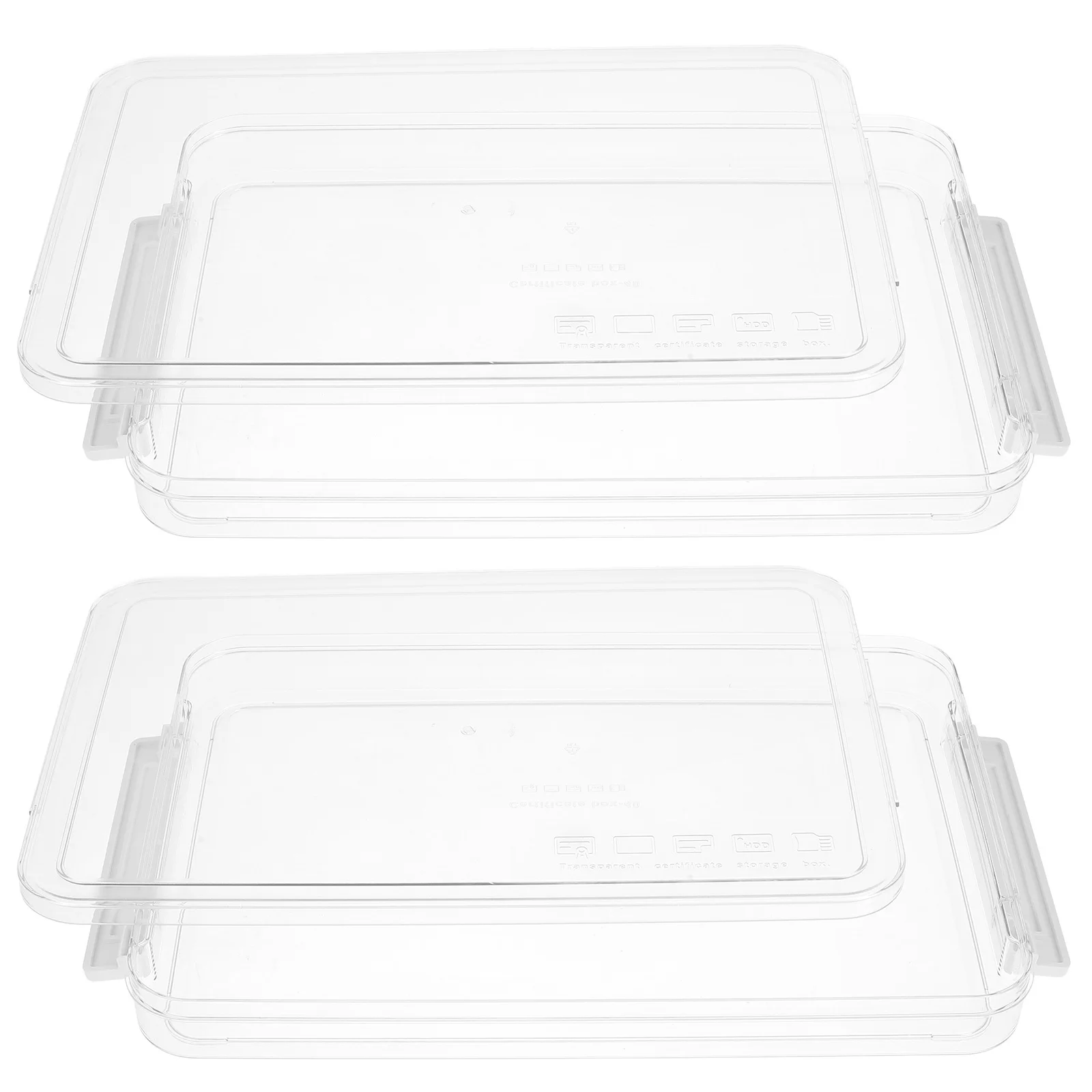 2Pcs File Organizer Boxes Large Capacity Clear Plastic Document Storage Box Set Pet ABS Material Portable Desktop