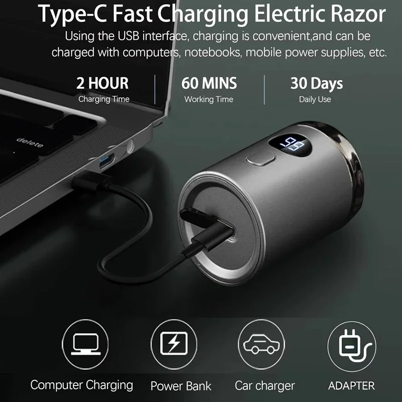 Xiaomi Men Electric Mini Shaver Rechargeable Type-c Charging Car Portable Shaver Led Digital Display Men Women Home Razor