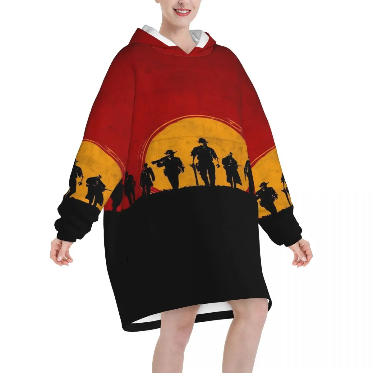 Arthur Morgan Blanket Hoodie Wearable Blanket Large with Pocket Warm Sleeping Bag Soft Cozy Onesie