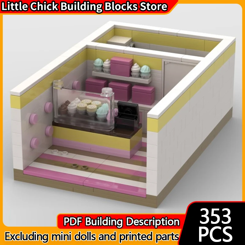 

City Street View Model MOC Building Bricks Small Cupcake Spot Modular Technology Children Holiday Gifts Assemble Toys Suit