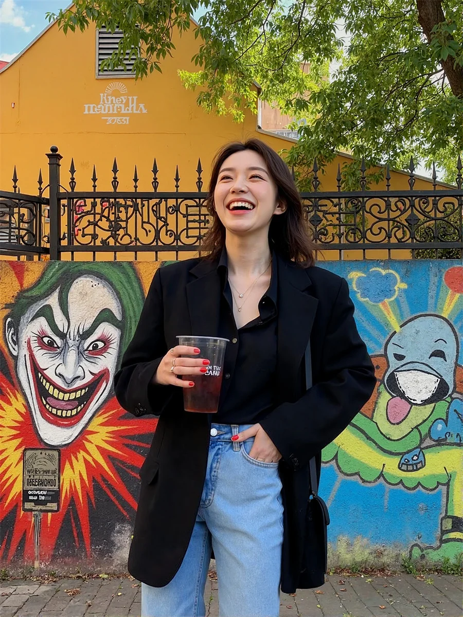 

Женское пальто, женские пиджаки, черно-белые индивидуальные наклонные груди, не скатываются, морщины, фонарь, косая плиссировка, искусственная