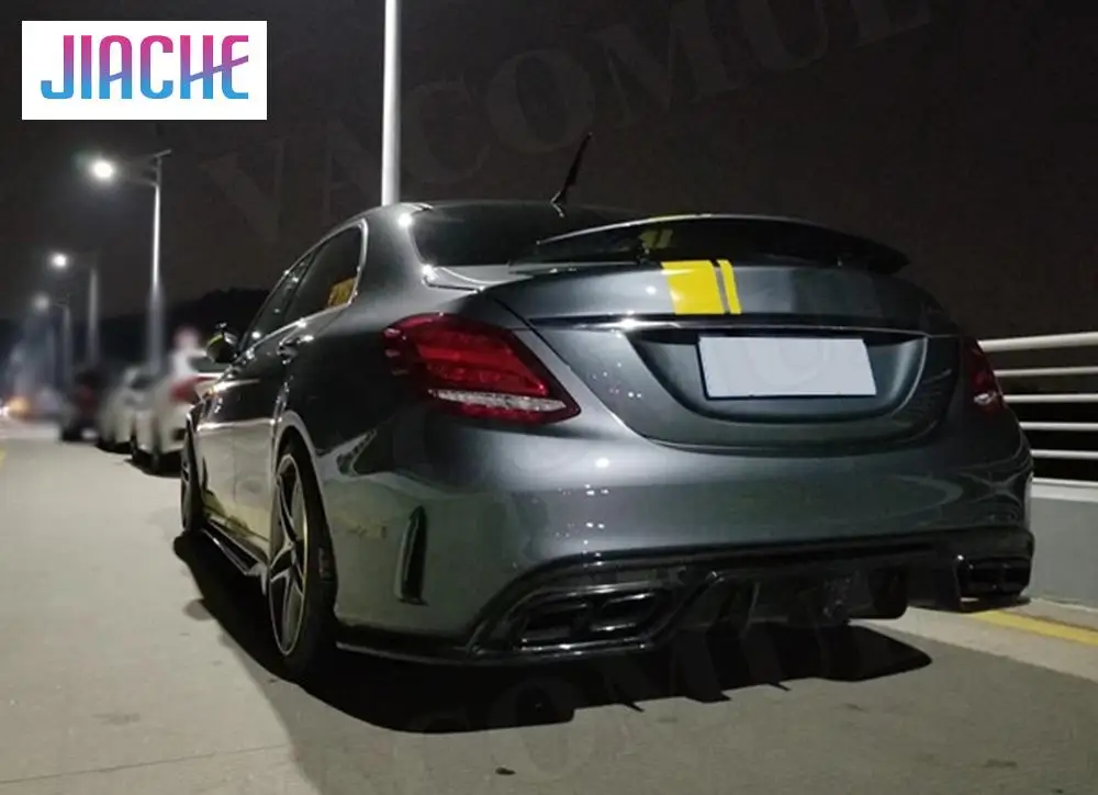 

Для C-класса из углеродного волокна, диффузор для заднего бампера с подсветкой для Benz W205 C200 C300 C63 AMG 2015-2019