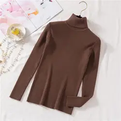 Stylish Comfortable Long-sleeve Top Women's High Neck Knitted Base Top Slim Fit Solid Color Pullover for Spring for Women