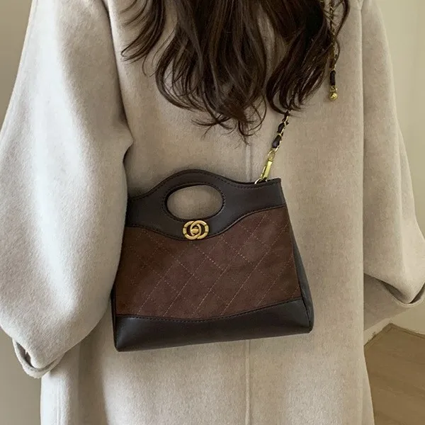 

2025 Fall Winter Color Block Shoulder Bag, Chain Strap Crossbody Purse for Women, Edgy Day-to-Night Tote, Minimalist Sling Bag