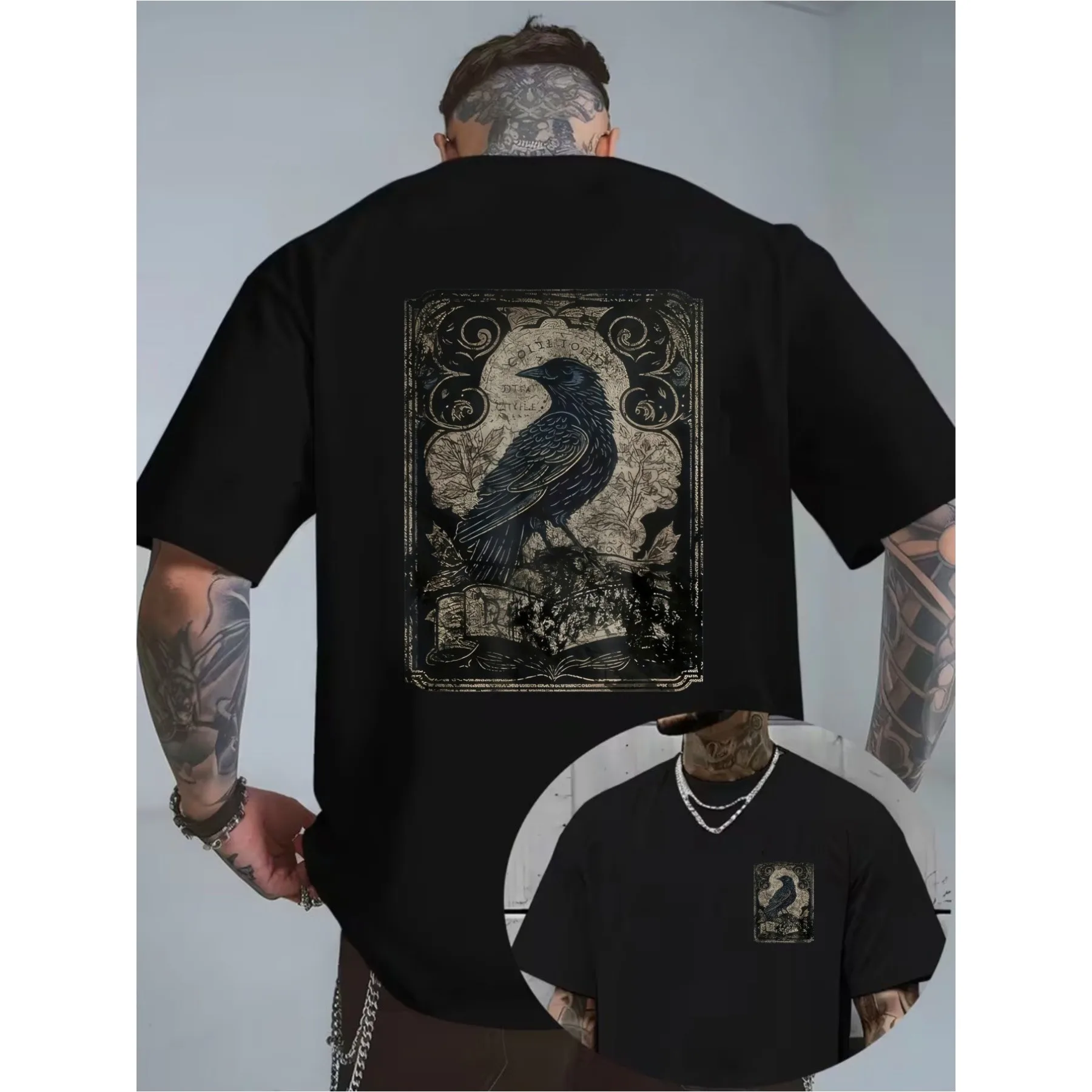 Made from Micro-Stretch Fabric Featuring a Whimsical Design of a Raven Sitting on a Book Ideal for Everyday Use