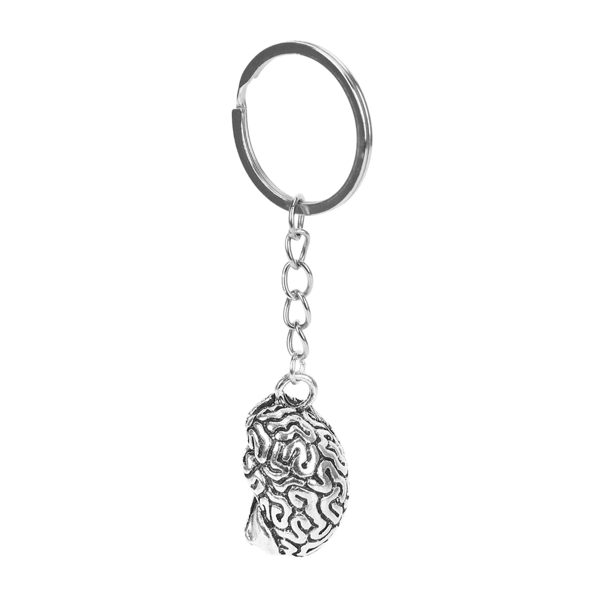 Brain Keychain Alloy Smart Brainiac IQ Key Ring Fob Chain Medicine Human