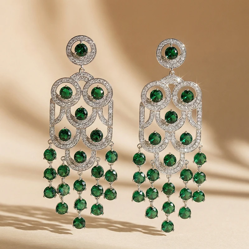 

SENYU Luxury Vintage Round Filigree Dangle Earrings for Women High Quality Marquise CZ Crystal Drop Earrings Wedding Jewelry