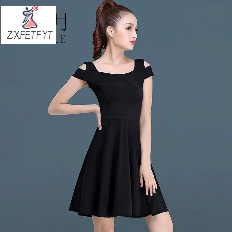 2024 New Style Summer Short Sleeve Latin Dance Dress For Women, Acetate Fiber Ballroom Dress For Dance Competition And Practice