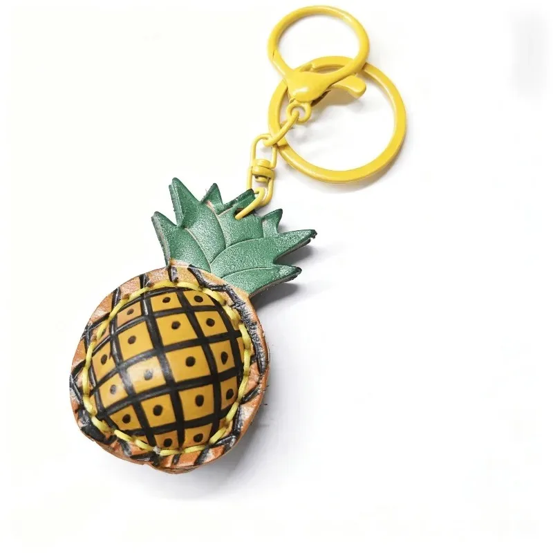 Men Women Genuine Leather Fruit Keychain Top Layer Cowhide Eggplant Car Keychain Exquisite HighendHandmade Bag Pendant
