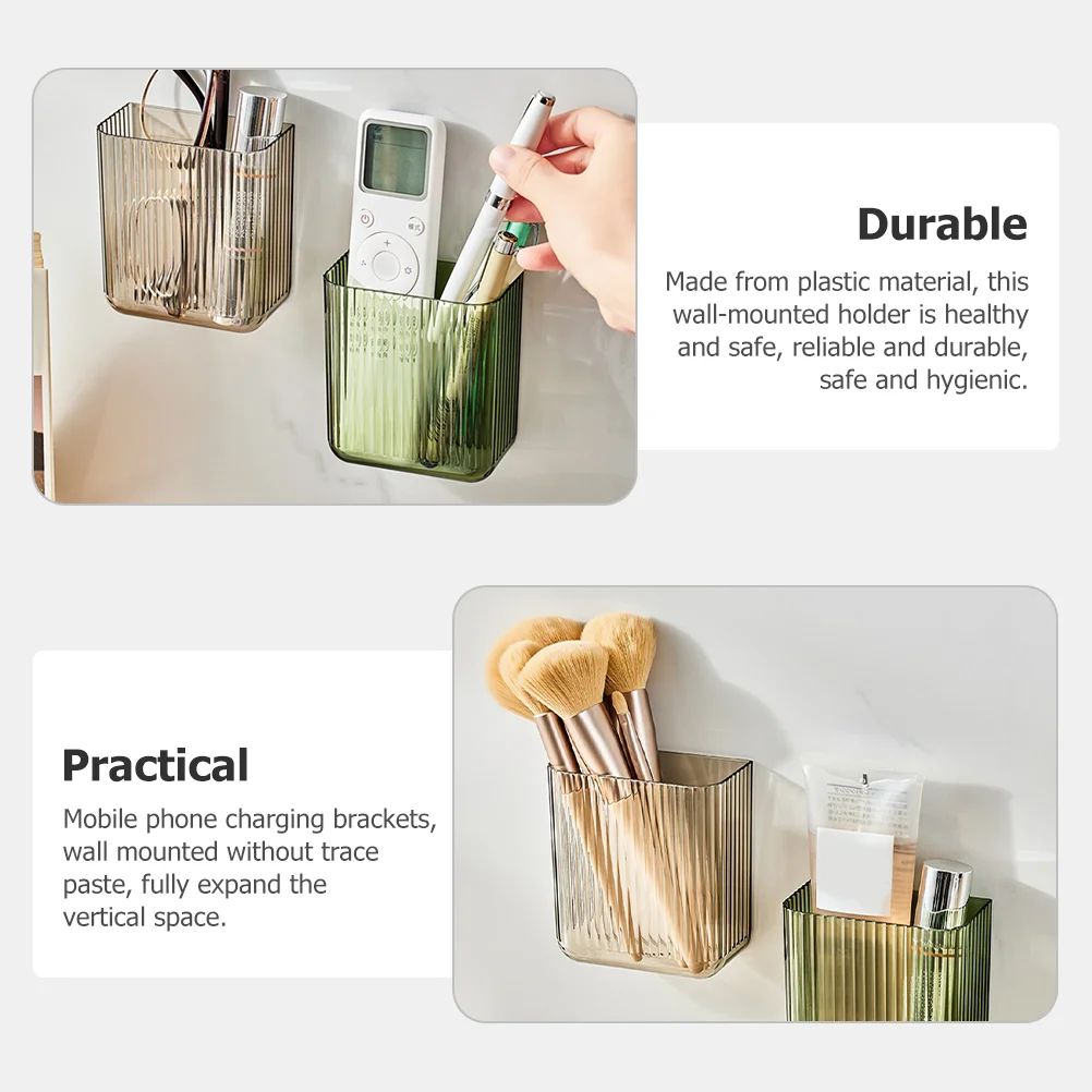2 Pcs Remote Control Holder Wall Mounted Box Cell Phone Stand Controller Container Organizer