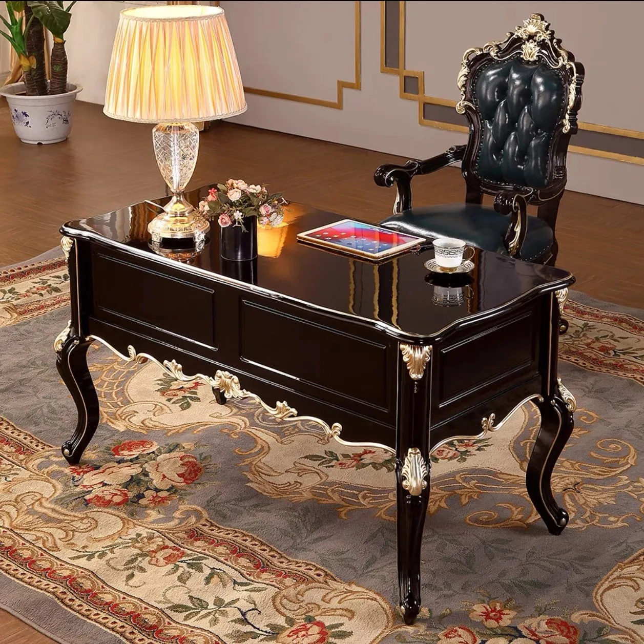 

European desk red sandalwood simple solid wood bedroom writing small apartment study computer study table