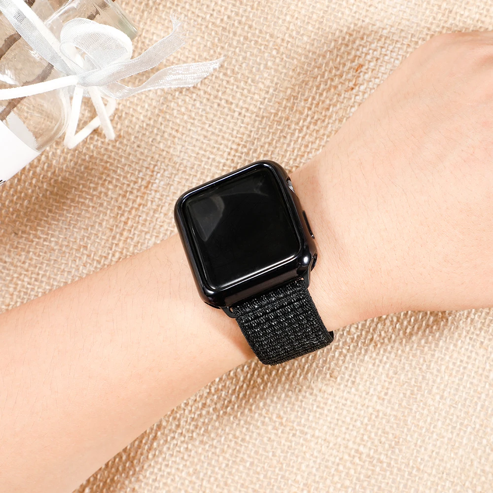 Ремешок и аксессуары для Apple watch band 45 мм 41 мм 44 мм 40 мм 42 мм 38 мм, защитная пленка, нейлоновый браслет-петля для iWatch series 9 8 7 6 5 4 3 SE