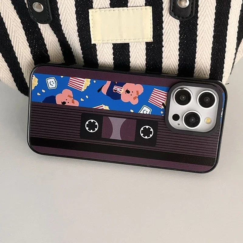 Popcorn 2.0 Acrylic MagSafe Black Border Phone Case Cover for IPhone 11 12 13 14 15 Pro Max Case