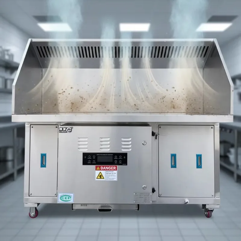 Commercial Industrial Stainless Steel Electric Hotel Kitchen Exhaust Hood Baffle Filter Purification Vehicle