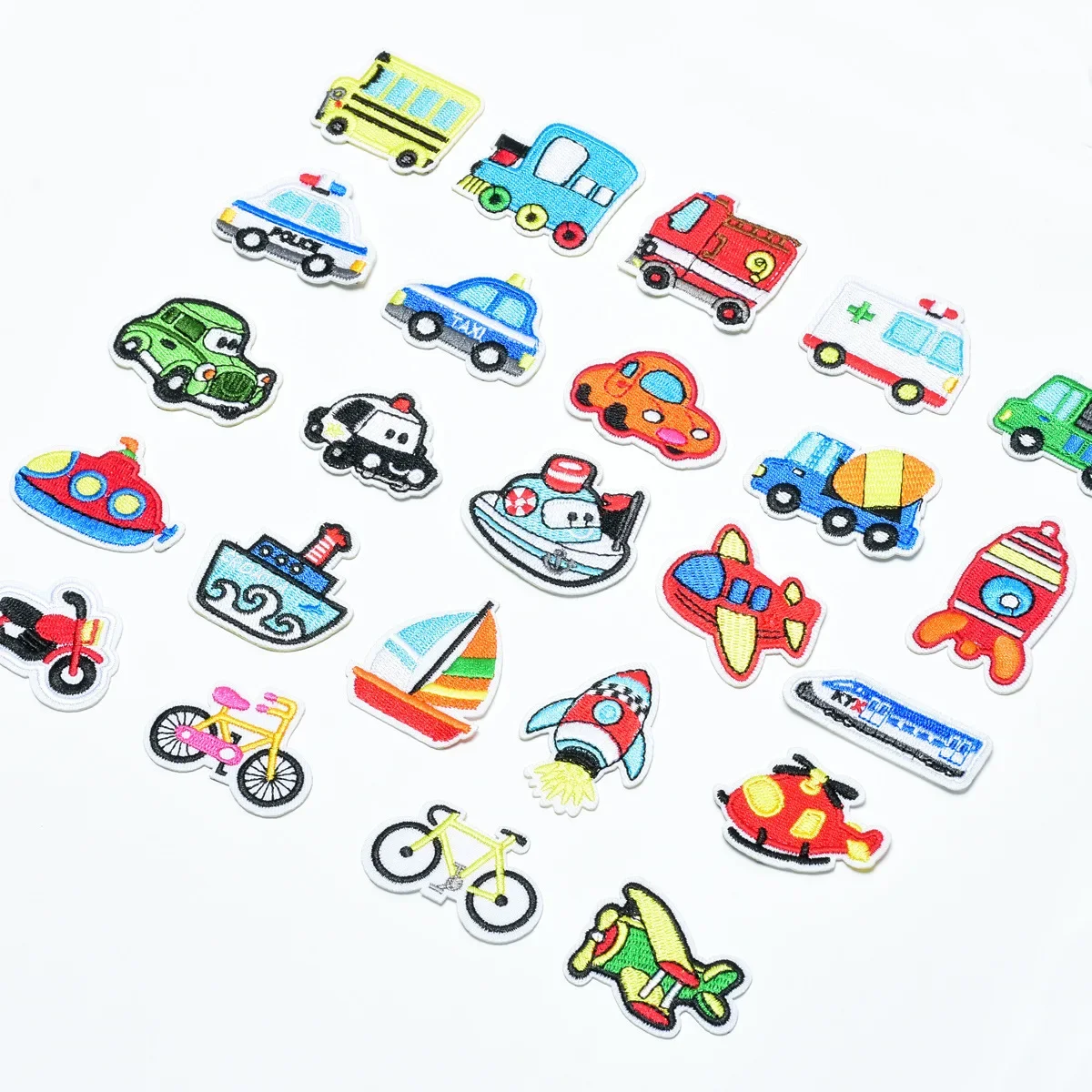 Original New Truck, Ship, School Bus Embroidery Back Adhesive Cloth Sticker DIY Clothing Luggage Decorative Accessories Patch