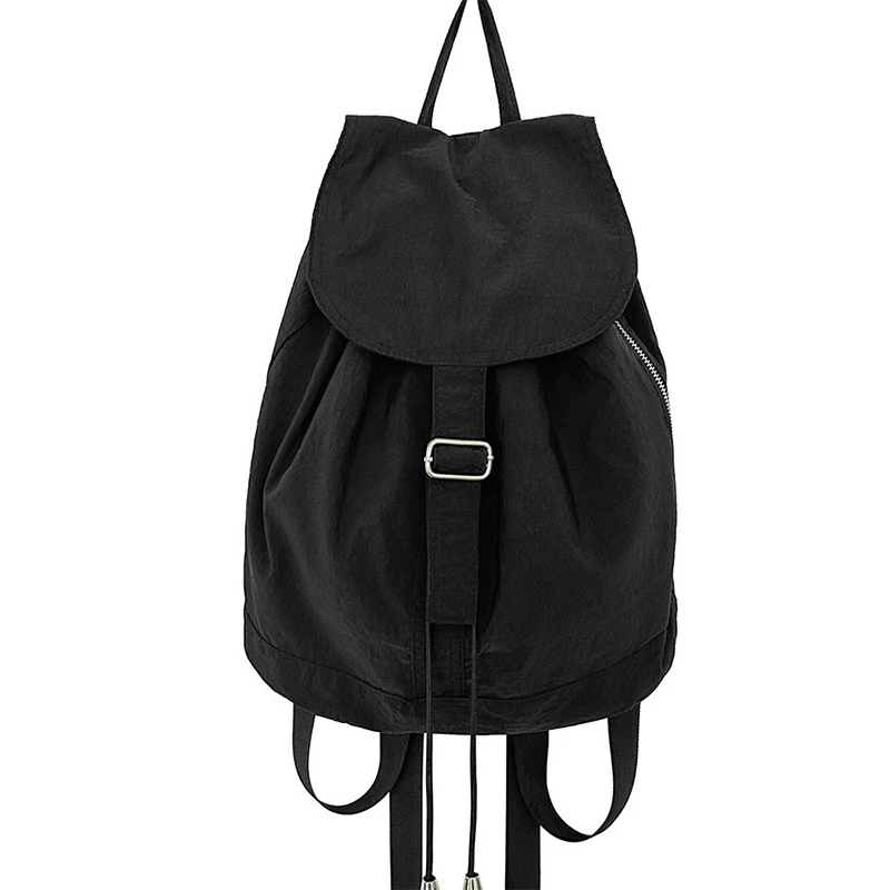 

Simple Solid Color Nylon School Bags Women Softback Double Shoulder Teenage Youth Backpacks Preppy Style Casual Travel Backpack