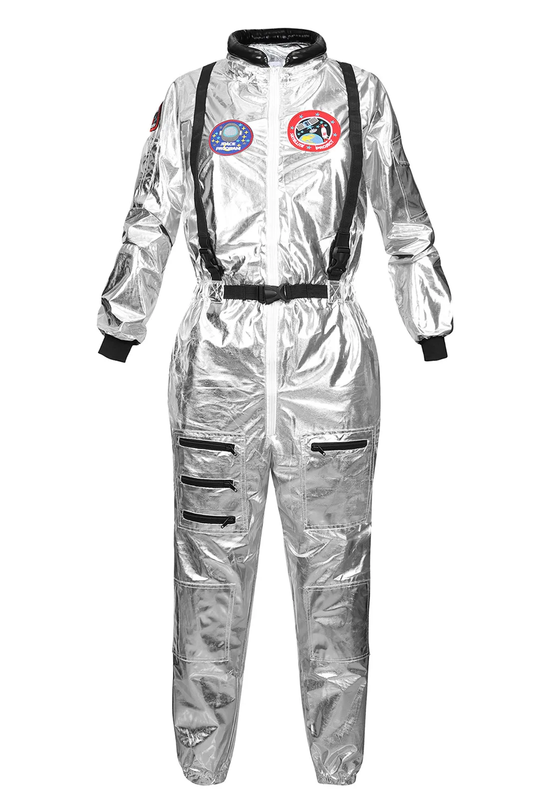 Astronaute Costume for Women Men Space Suit Astronaute Costume  Adult Pilot Flight Jumpsuit with Zipper Couple Costume