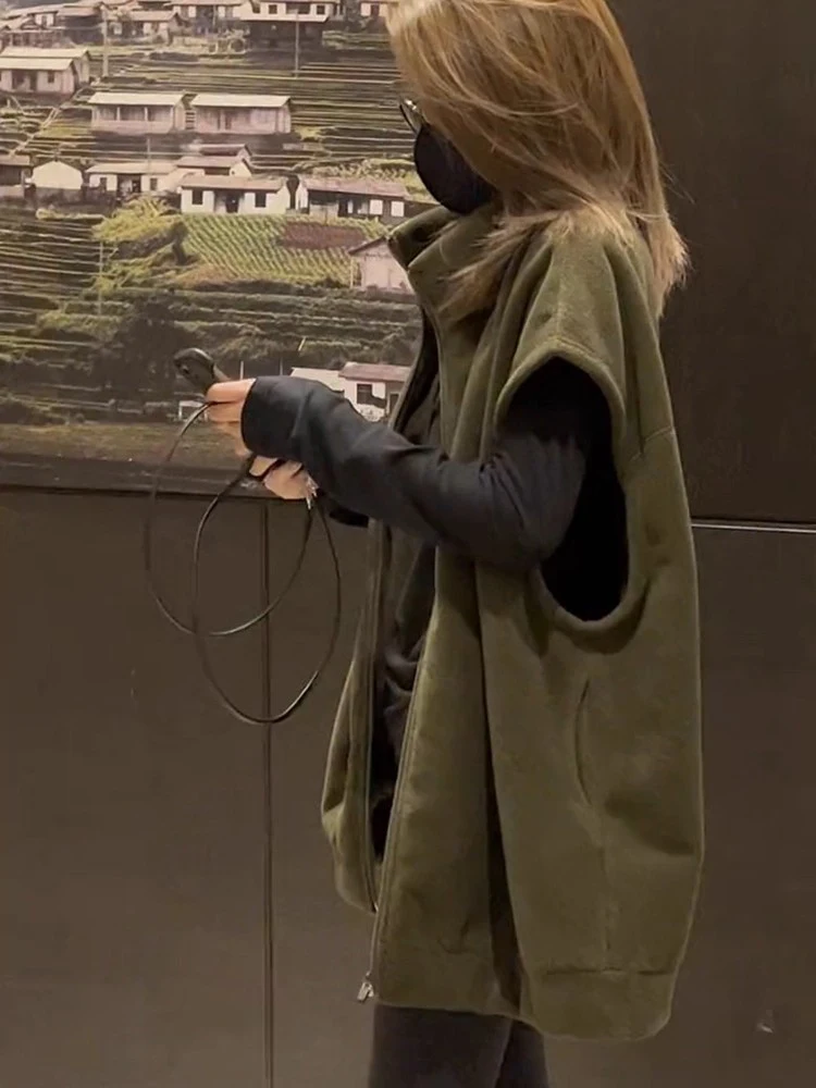 Plus Size 300er Pou ein Fce Damenweste Loose Svel Retro Hong Kong Sle Faionable Oberbekleidung Jaet