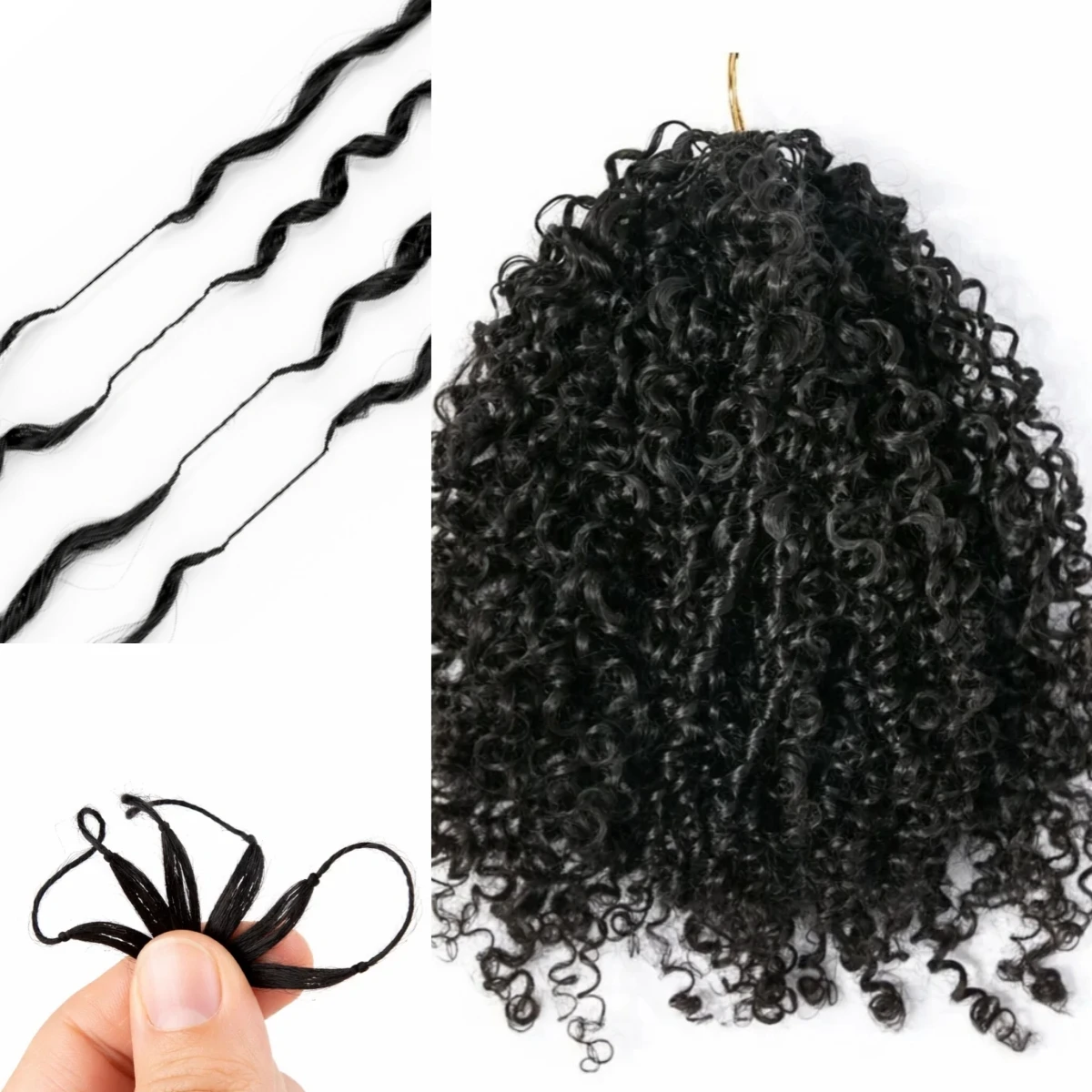 

Предварительно связанные пучки для плетения кос, предварительно разделенные пряди для наращивания, кудри «Пикси», маленькие спирали, кудрявые пряди «перья», человеческие волосы для плетения кос крючком