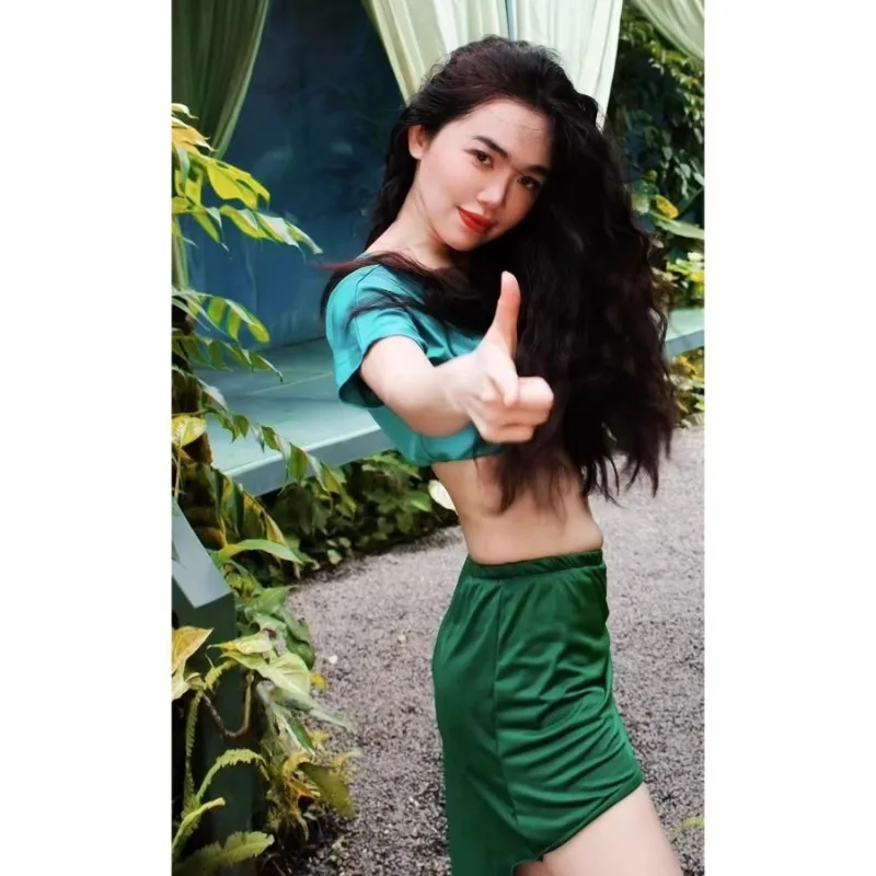 Customized Belly Dance Costume New Set Performance Wear Suit Class Dress Inspiring Temperament Practice Clothes Green Foot cover