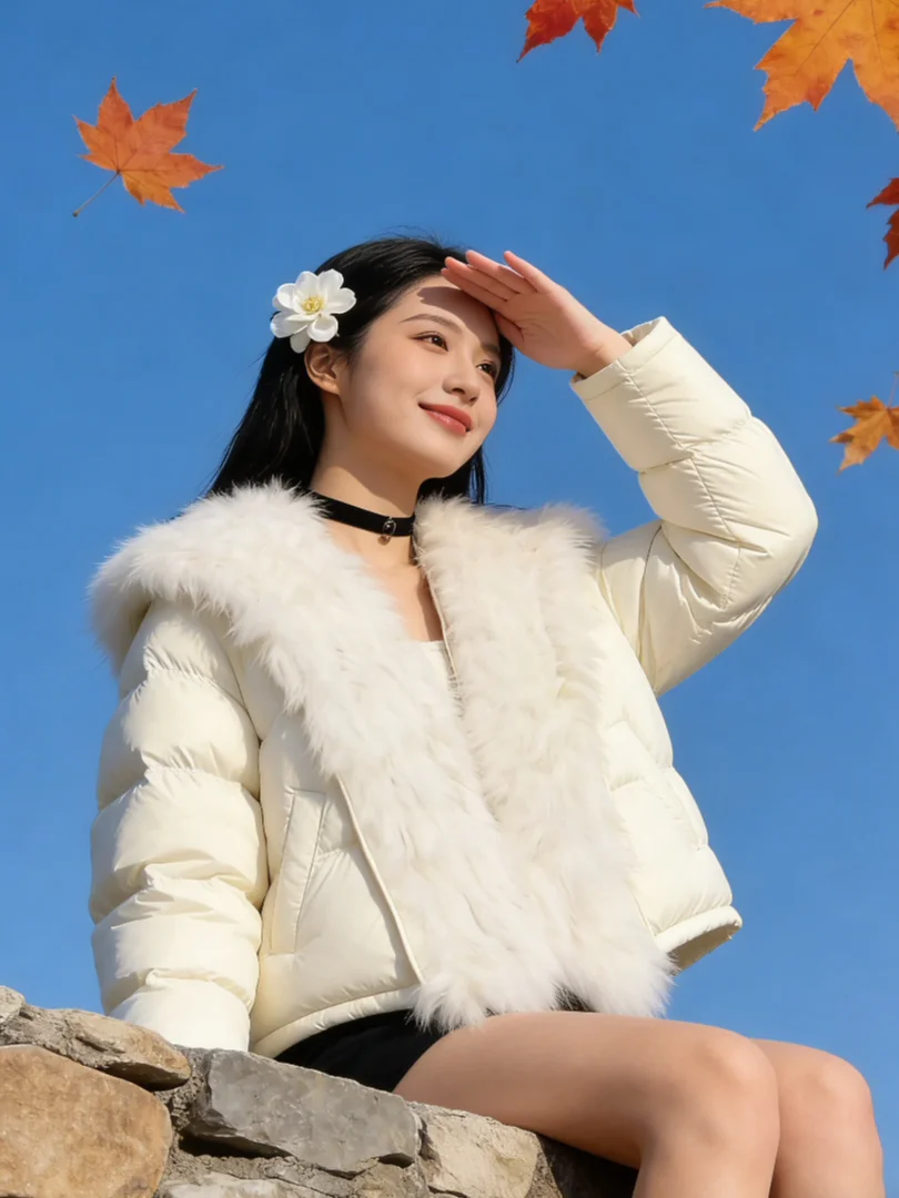 

Sli ort Cotton Jaet 2025 Trendy Korean Sle Thi Warm Fur Collar Winter Clothes Cotton Coat for Small Figures