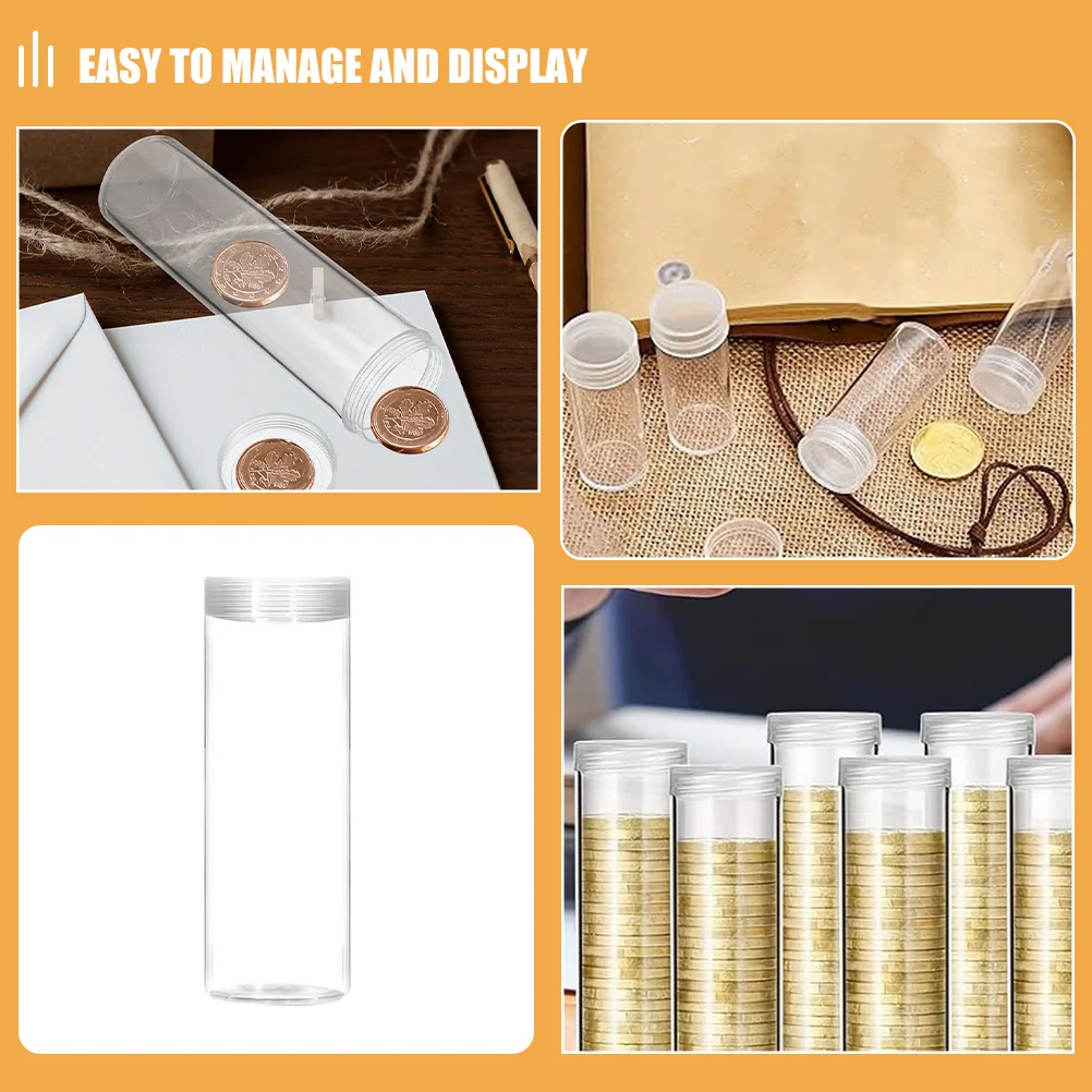 6Pcs Plastic Coin Tubes Clear Storage Holders for Coins Collection 30Mm Diameter Capsulated Organizer Dispenser Jar Container