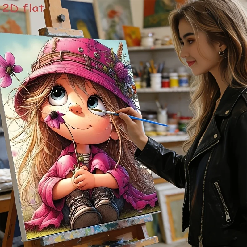 Professional Art Use 1 Set Digital Painting Kit 'Cute Girl Pattern Hand Coloring Decor' Express Your with Colors, Unleash Your C