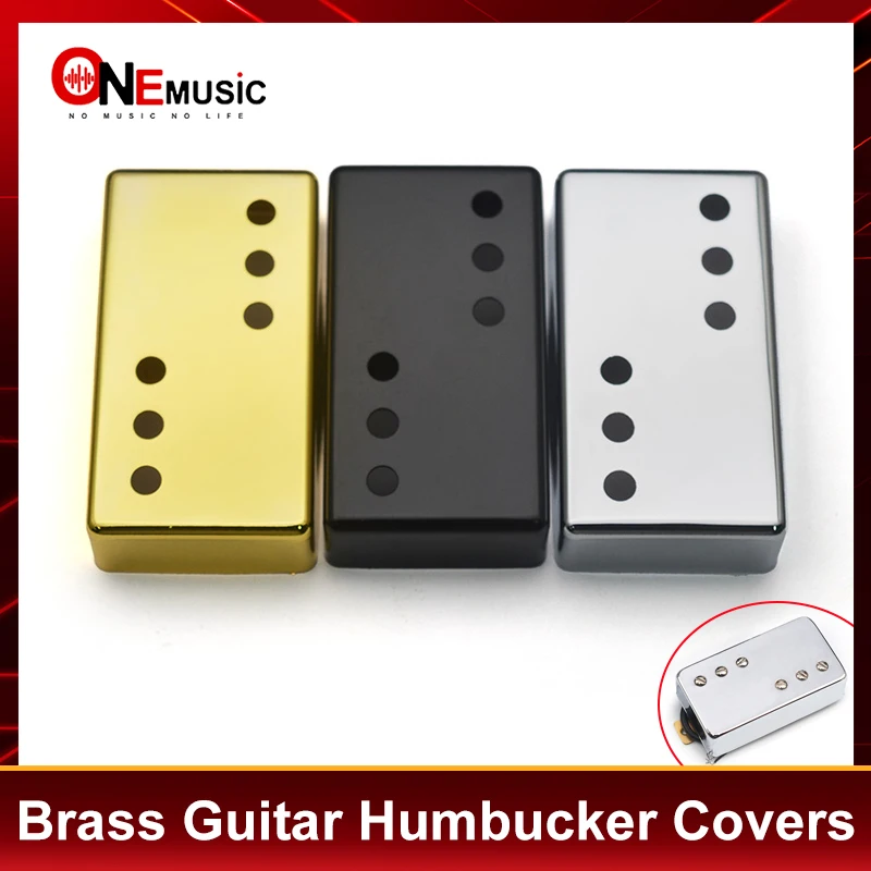 6Pcs 3+3 Brass 70x39mm Pickup Covers /Lid/Shell/Top 6 Hole for Electric Guitar Humbucker Covers 50/52MM Chrome/Black/Gold