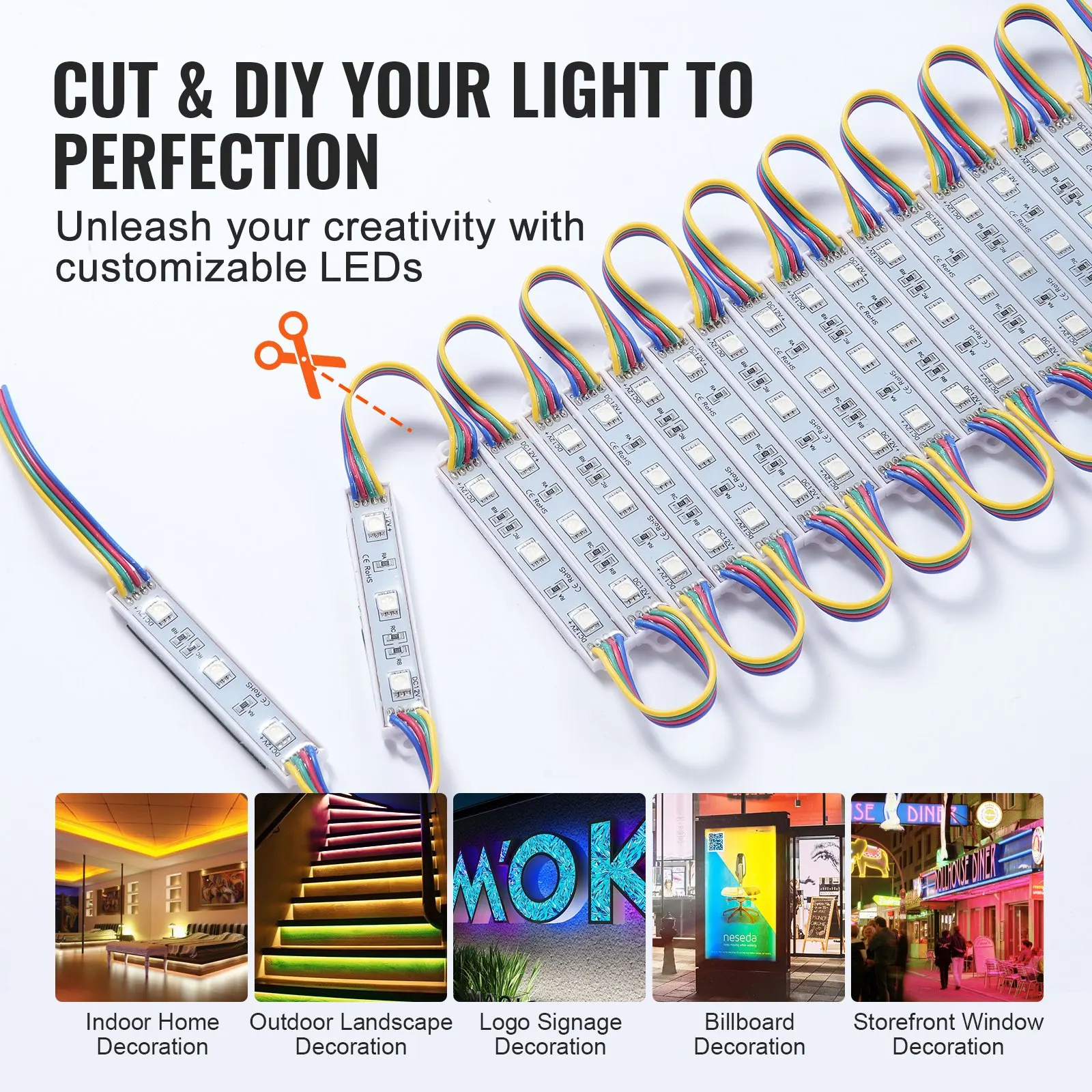 Lumières LED pour vitrine, 200 pièces, 103 pieds, modules lumineux LED, 5050 SMD, 3 LED RGB, lumières de fenêtre à couleur changeante avec télécommande
