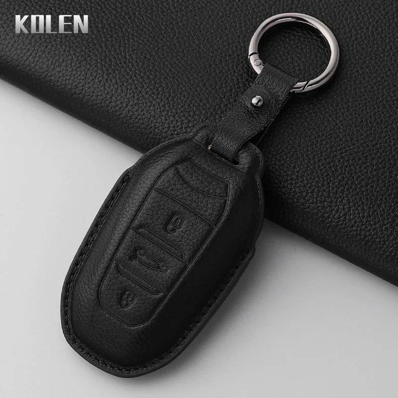 

Genuine Leather Car Key Case Cover For Peugeot 2008 3008 4008 5008 308 408 508 Citroen C1 C2 C4 C6 C3-XR Picasso Grand DS3 DS5