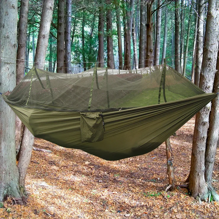 Double-person Parachute Mosquito Net Hammocks, Outdoor Camping Mosquito-proof Portable Nylon Swing Cords Camping Toldos Rapides