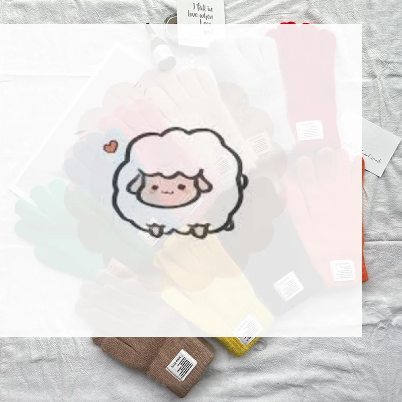 الشتاء قفازات محبوكة بسط قفازات دافئة بلون أصابع قفازات للطقس البارد الفتيات الرجال النساء والمراهقين قفازات الشتاء