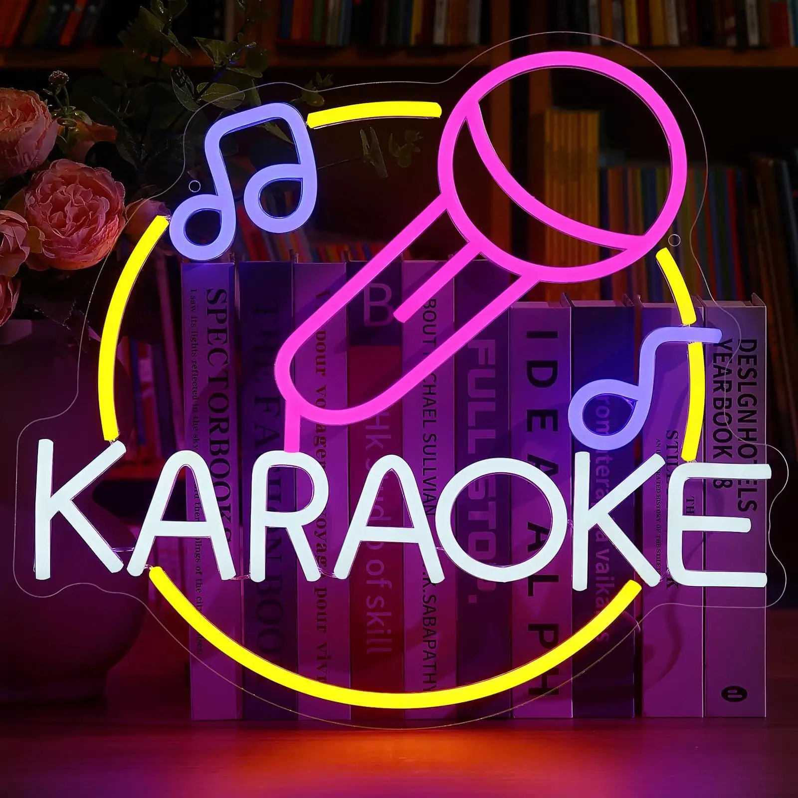 

Karaoke Neon Signs for Wall Decor LED Neon Light Bar Signs for Man Cave Game Room Music Bar Pub Karaoke Party Birthday Gifts