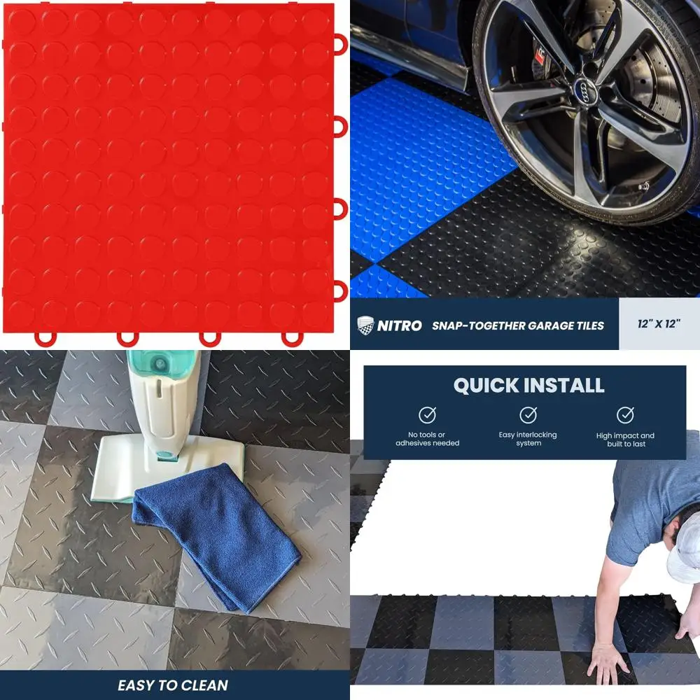 Non-Slip 12x12 Interlocking Plastic Garage Floor Tiles for Garage Organization and Safety