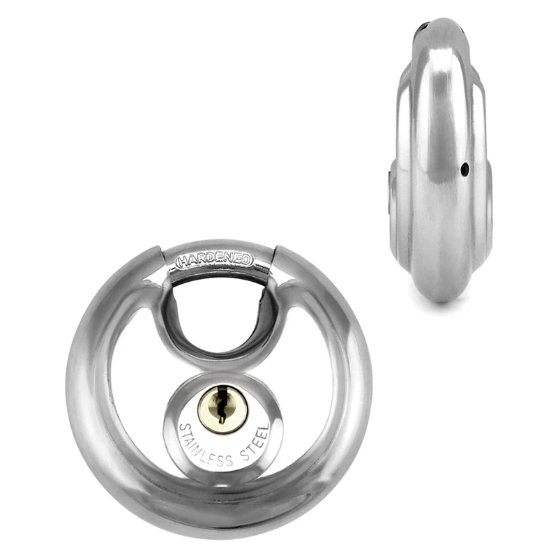 ABFT-Disc Locks, Heavy Duty Steel Keyed Padlock Disc Storage Locks For Storage Unit Moving Trailers, 3/8Inch Shackle