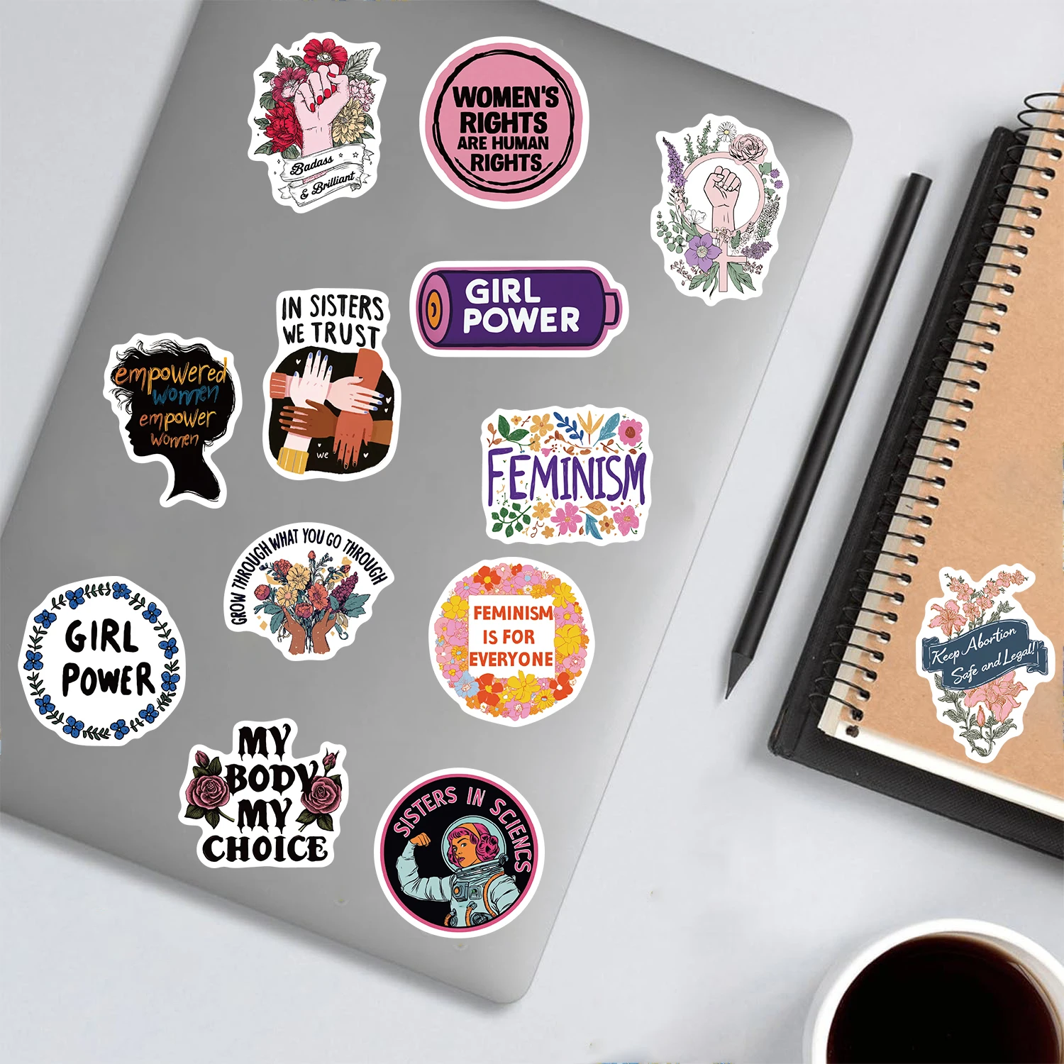 50PCS Feminism Supporting Women Style Sticker Graffiti Motorcycle Luggage Colorful Landscape Waterproof Laptop Suitcase Stickers