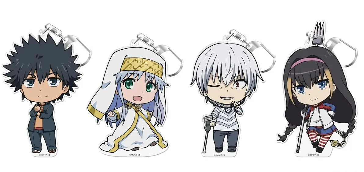 Game Acrylic Stand Mini Figure Doll Anime Shirai Kuroko Mikoto Misaka Keychain Toy Keyring for Gift