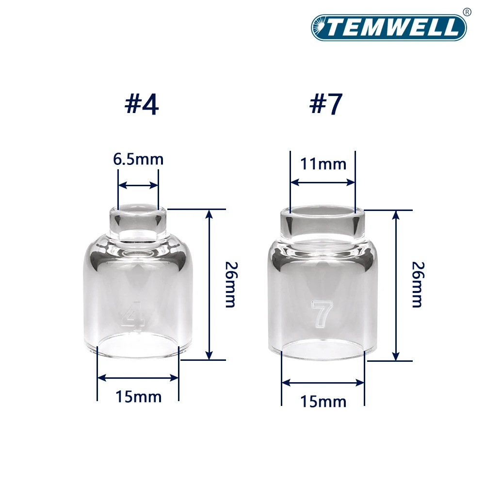 Lente de gás atarracado da tocha de soldagem TEMWELL TIG # 4 # 5 # 6 # 7 # 8 # 10 # 12 conjuntos de vidro para WP17 WP18 WP26 é fácil de montar e usar