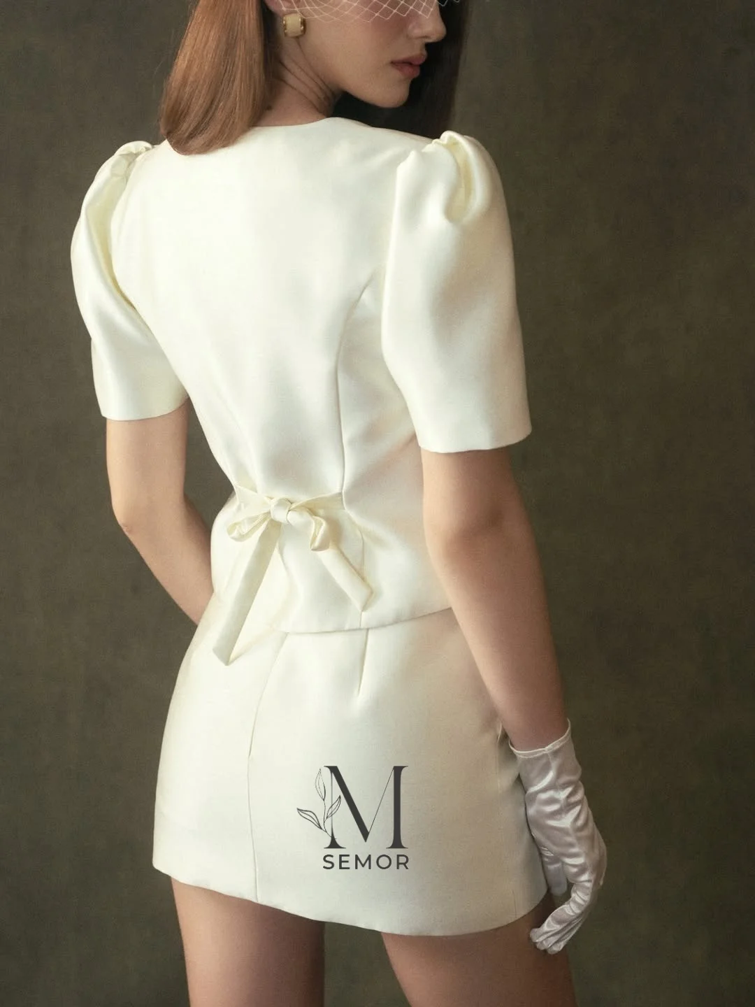 Semor Customized Elegant Short Puff Sleeves Mini Wedding Dress 2026 Stain Party for Bride свадебное платье Vestido De Novia