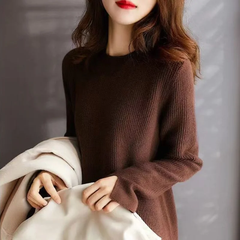 Red Knitted One-piece Dresses for Women Autumn Winter 2024 Loose Women\'s Sweater Knit Dress Korean Fashion Midi Chic and Elegant