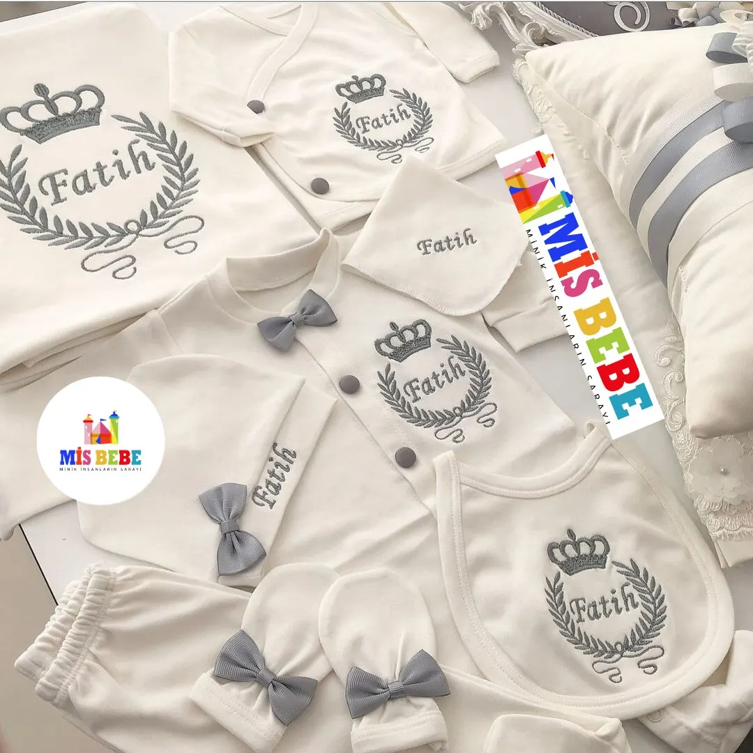 Baby Girl Boy King Queen Newborn Personalized Outfit Clothing 10-pcs Hospital Custom Fabric Antibacterial Babies Healthy Safe