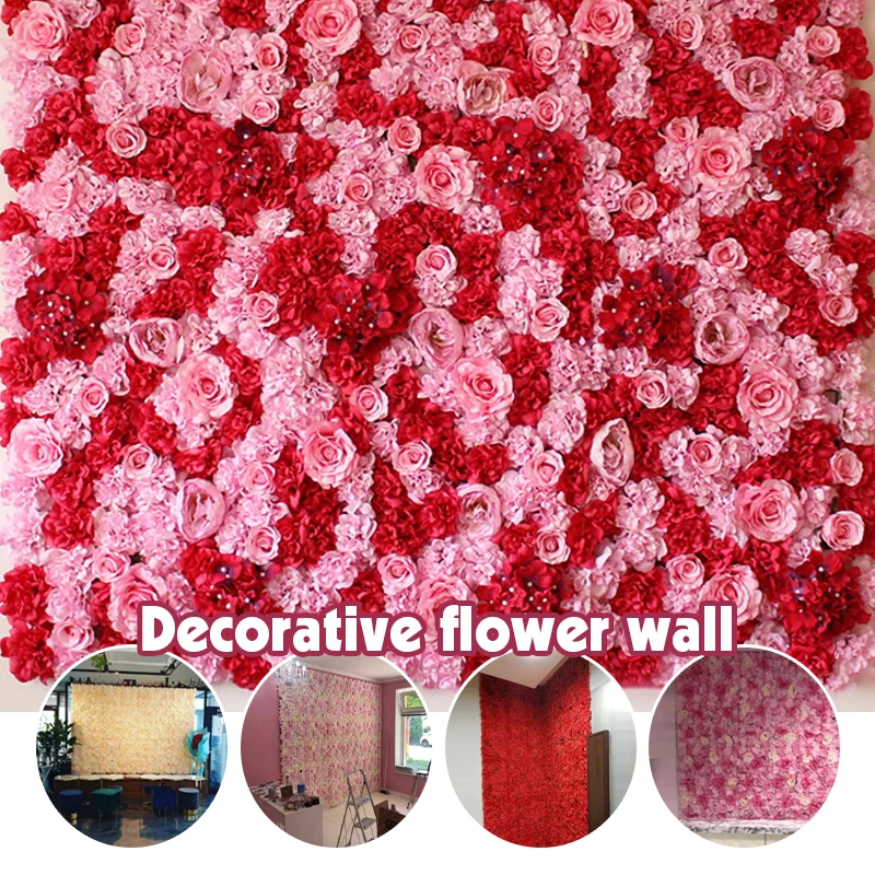 

40x60cm Romantic Silk Rose Flower Wall Decoration Artificial Flowers For Home Party Wedding Backdrop Decor Flower Panel