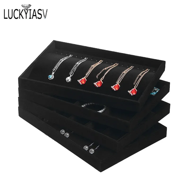 Black Velvet Jewelry Storage Tray Box Ring Box Bracelet Pendant Necklace Display Picking For Jewelry Display Tray