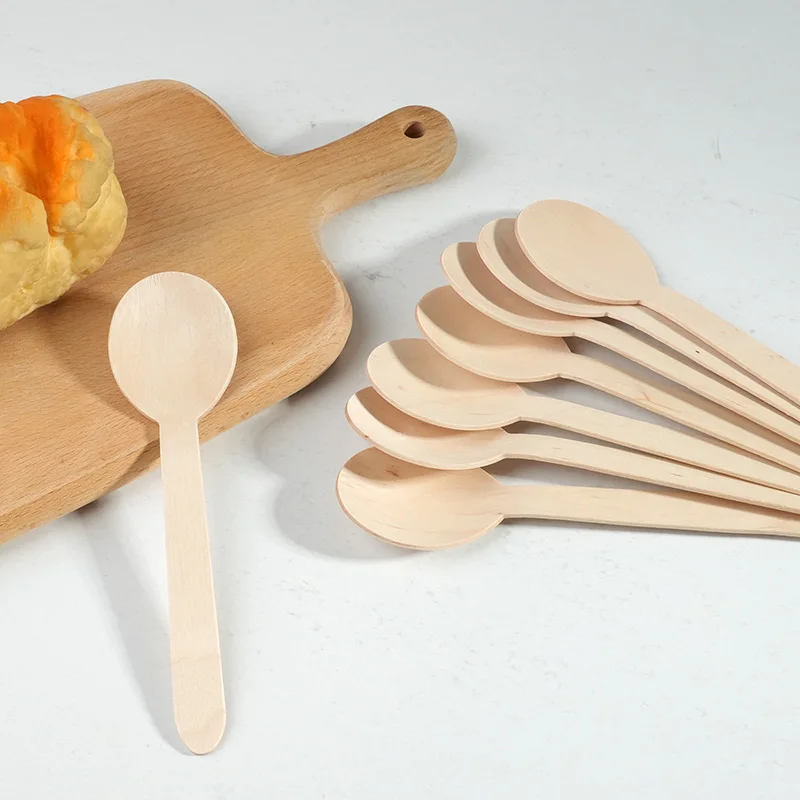 Houten Lepel Met Ronde Kop Ijs Hout Dessert Taart Scoop Westerse Bruiloft Servies Wegwerp Lepels Keukenbenodigdheden