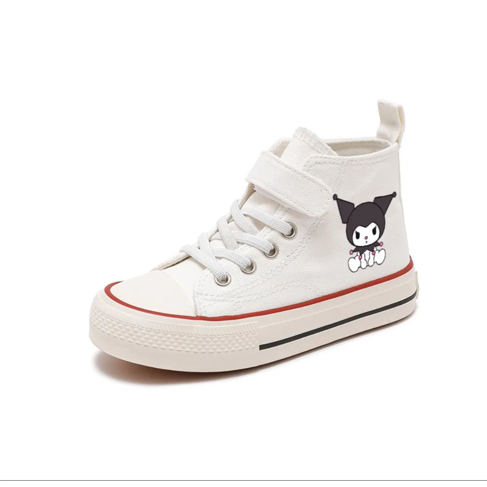 Kuromi-zapatos de lona para niño y niña, zapatillas deportivas informales con estampado de dibujos animados, tenis de fondo plano