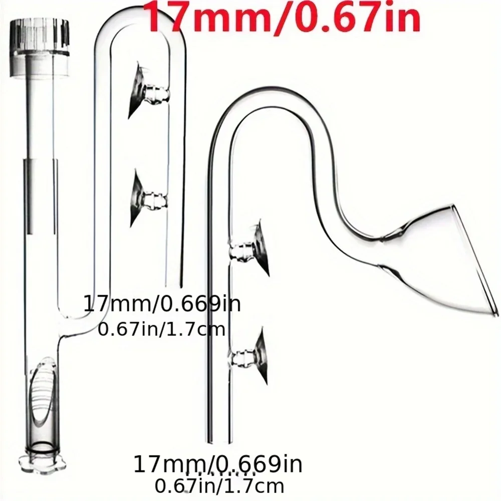 Clear Glass Lily Pipe Outflow and Skimmer Inflow With Suction Cup 13mm 17mm For Aquarium Planted Fish Tank Aquatic Filter System